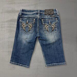 Miss Me Kids Blue Denim Shorts with Silver Details